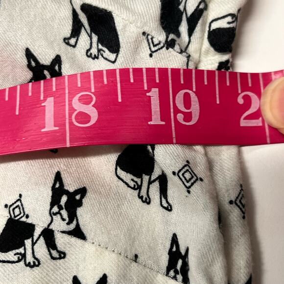 Talbots French Bull Dog Blouse Small Black White Cotton Novelty Print Button Top - Picture 11 of 12
